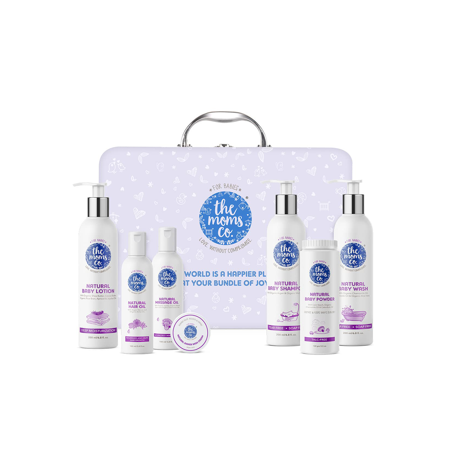 The Moms Co. Everything for Baby with Suitcase Gift Box and 7 Skin and Hair Care Baby Products | Baby Care from day 1 | Baby gift set for new born | Baby shower gift |New born baby gift