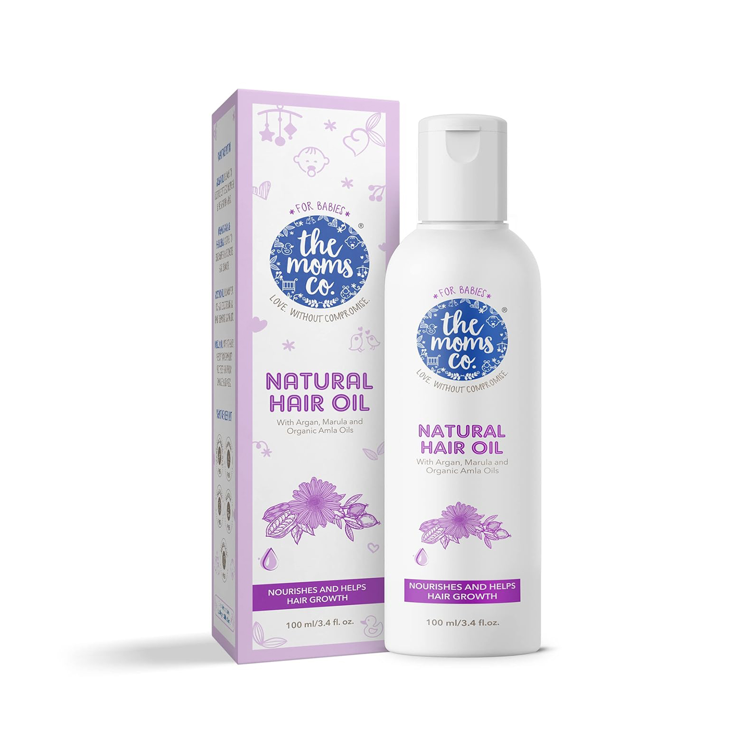 The Moms Co. Virgin Coconut Natural 10-in-1 Baby Hair Oil with Argan, Marula, Avocado, Bhringraj and Organic Amla, 100ml