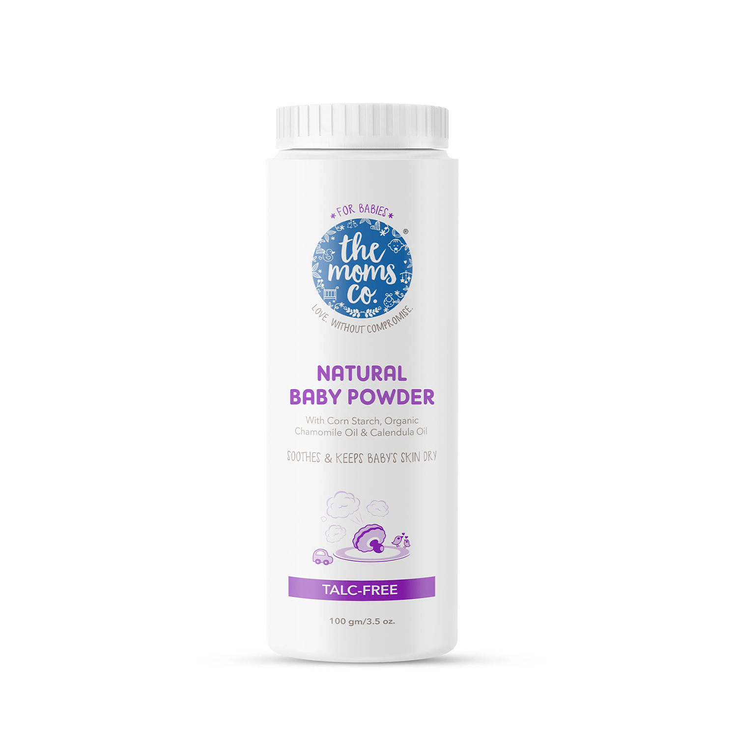 The Moms Co. Talc-Free Natural Baby Powder with Corn Starch | 100% Natural | Australia-Certified Toxin-Free | with Chamomile Oil, Calendula Oil and Organic Jojoba Oil - Pack of 100g