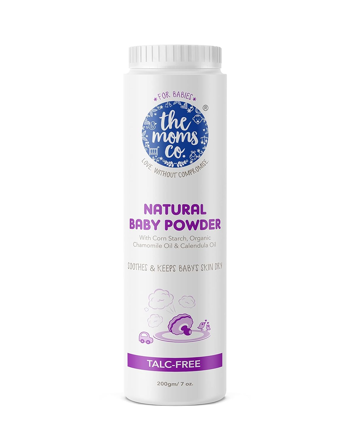 The Moms Co. Talc-Free Natural Baby Powder with Cornstarch | Australia-Certified Toxin-Free | With Chamomile Oil, Calendula Oil and Organic Jojoba Oil-200 Gm |Baby Powder for Newborn