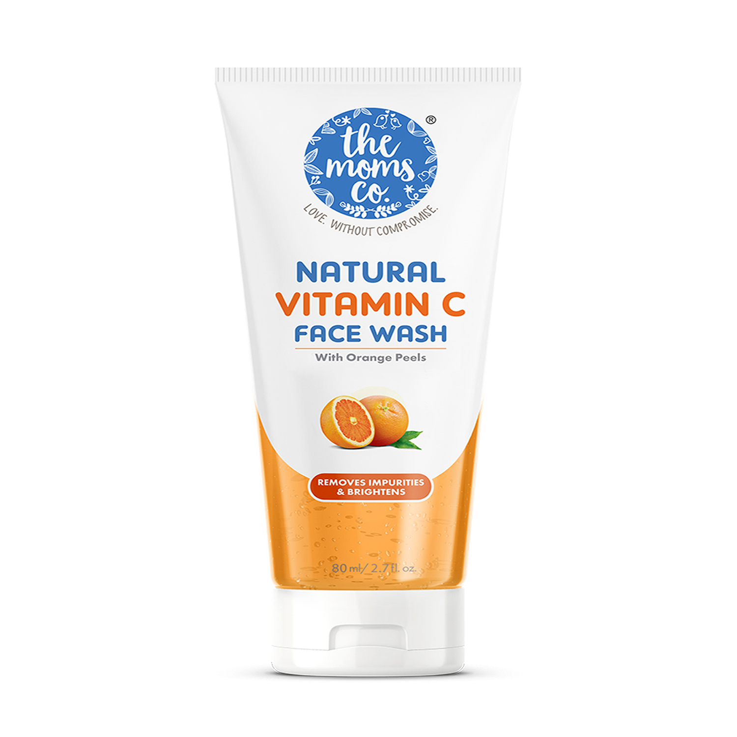 The Moms Co Natural Vitamin C Face Wash for Women & Men I Simple Face Wash | Clean & Glowing Skin I Oil Free Look I Orange Beads I 80ml
