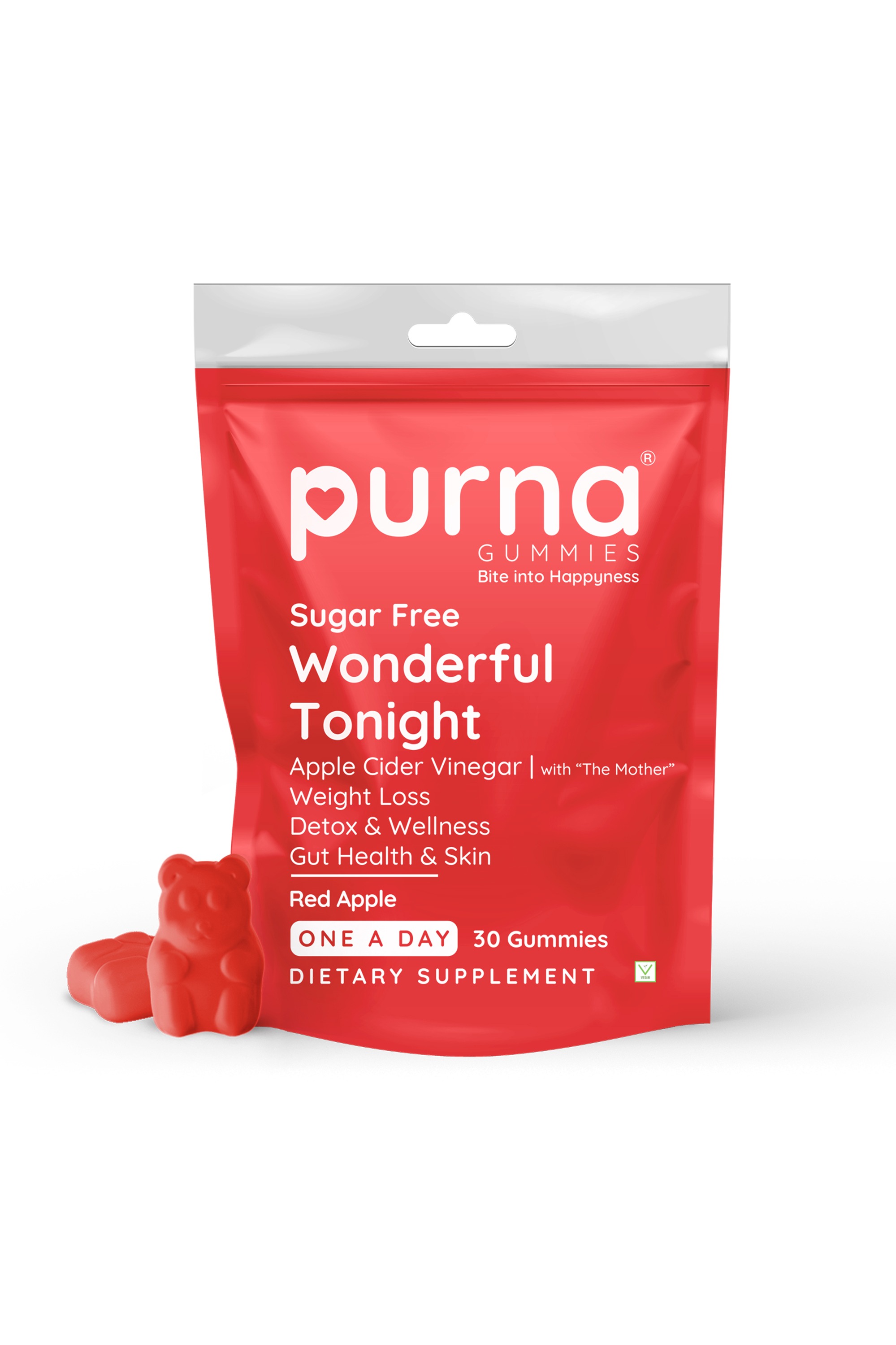 Purna Gummies Apple Cider Vinegar Red Apple flavor