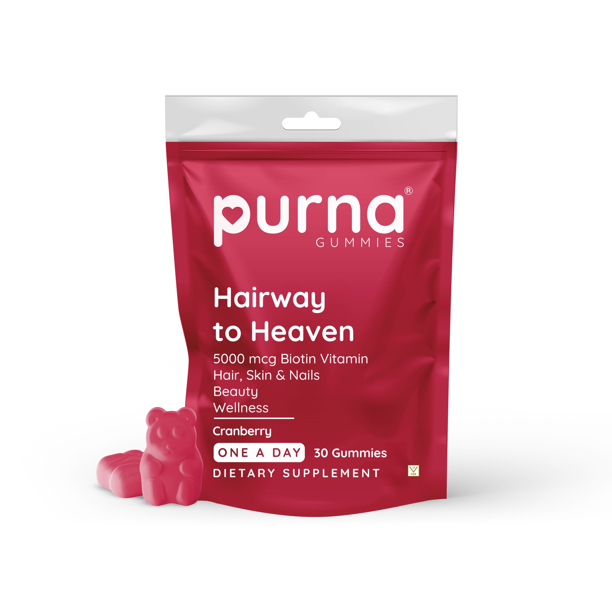 Purna Gummies Hair Vitamin - Cranberry flavor