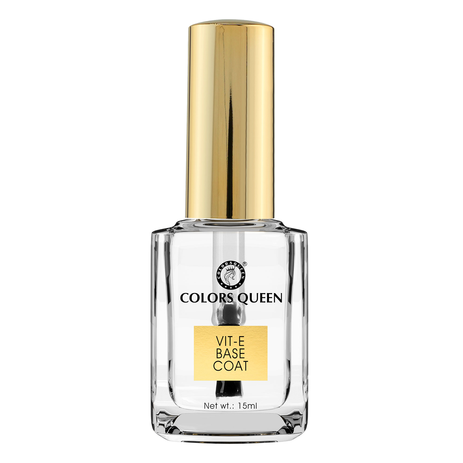 Colors Queen Vitamin E Base Coat – 15ml | Long Lasting & Quick Drying Transparent Nail Polish | Chip Resisting, Clear Nail Paint with Smooth Application