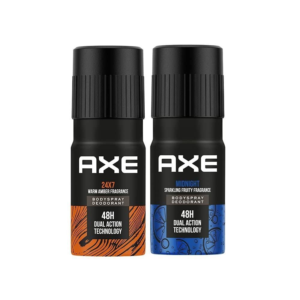 Axe Recharge Midnight and 24x7 Long Lasting Deodorant Bodyspray For Men, 300 ml (Buy 1 Get 1 Free)