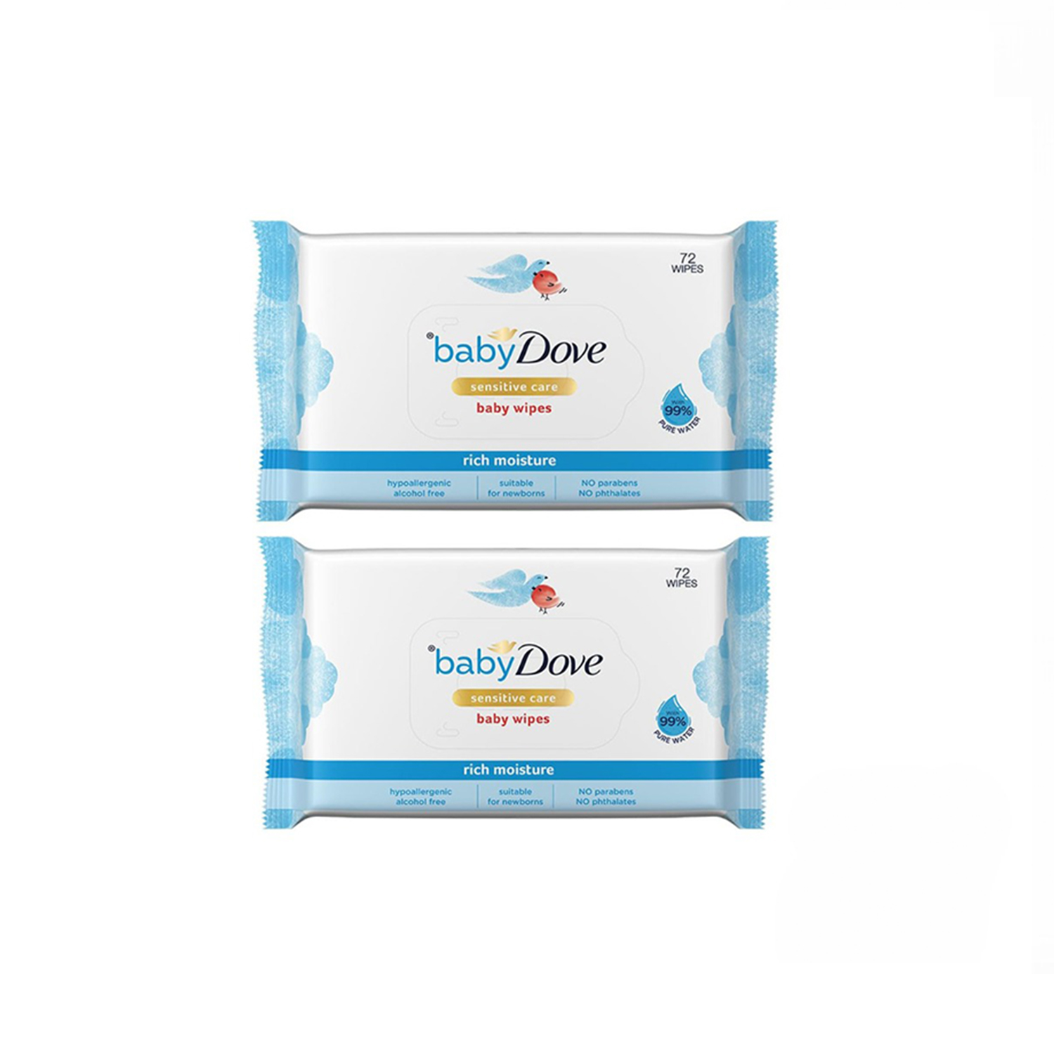 BabyDove Rich Moisture Wipes, 72wipes - Pack of 2 