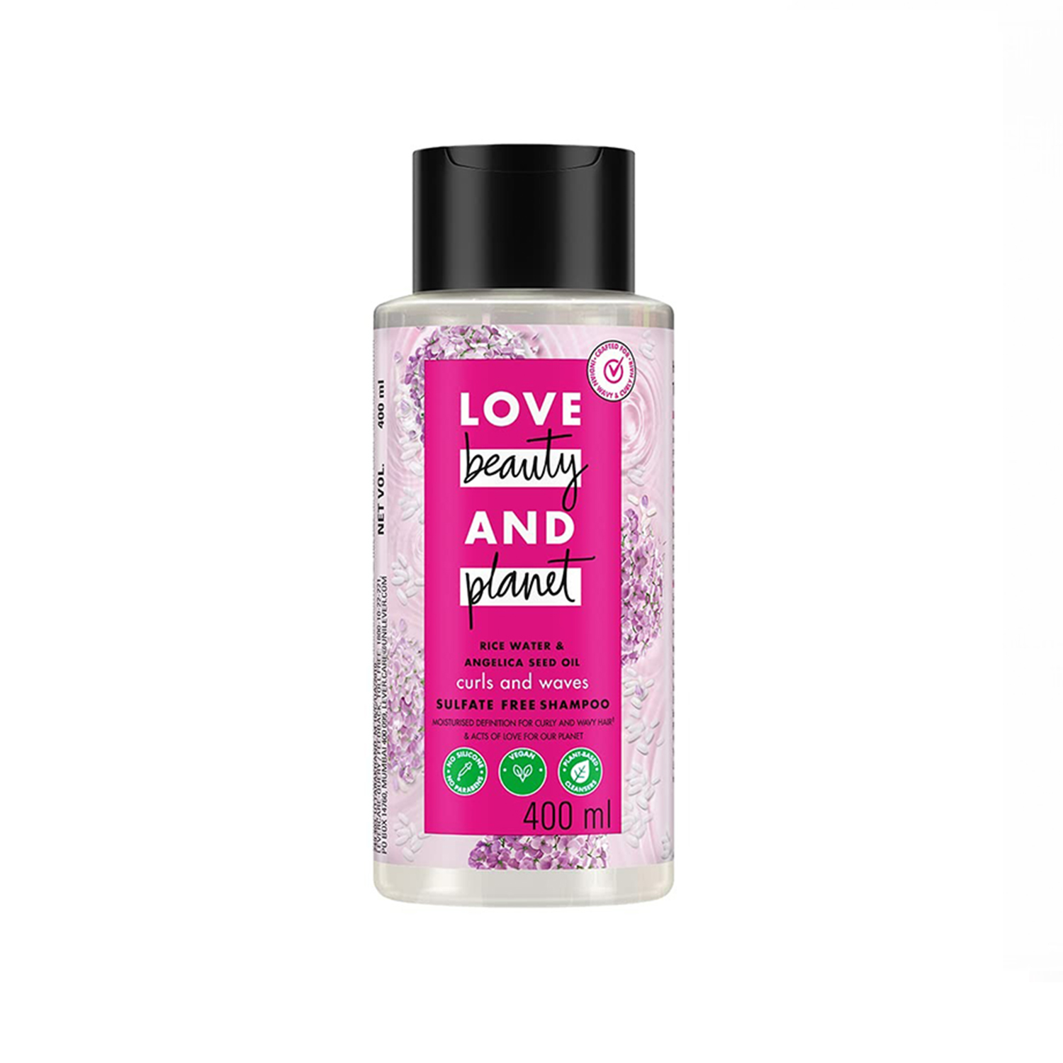 Love Beauty And Planet Rice Water & Angelica Seed Oil Silicone Free Shampoo for curly & wavy hair- 400ml 
