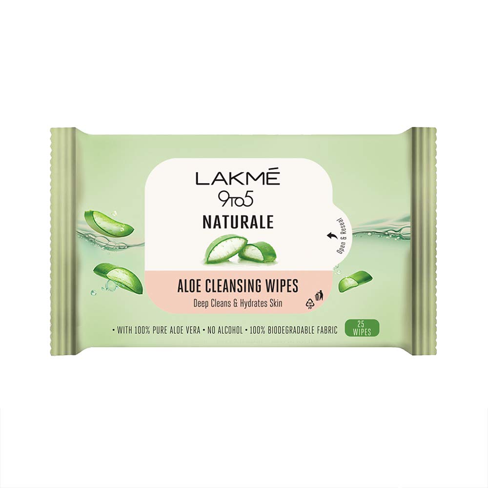 Lakme 9to5 Natural Aloe Cleansing Wipes, 141 g