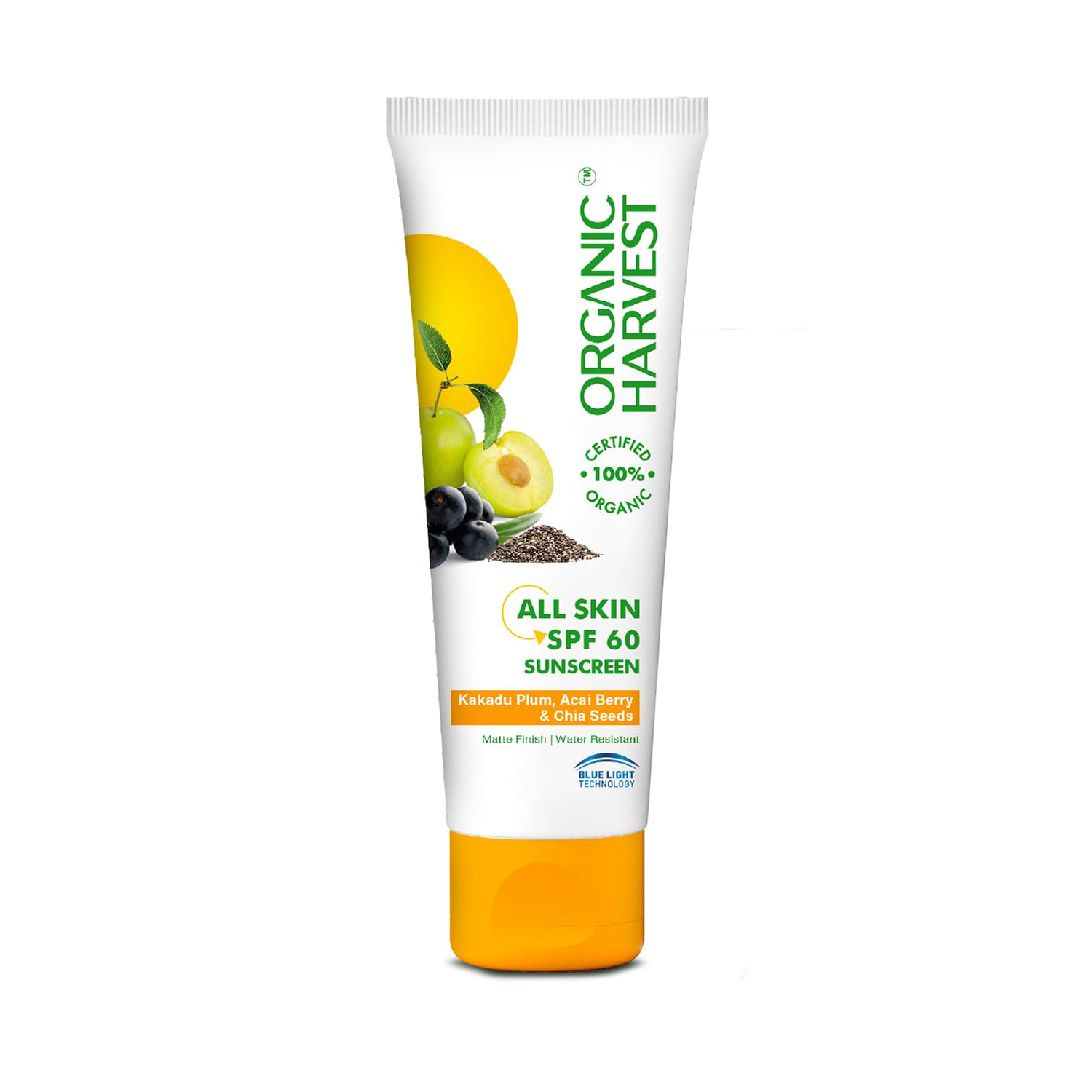 Organic Harvest All Skin SPF 60 Sunscreen For Men/Women With Kakadu Plum, Acai Berry & Chia Seeds