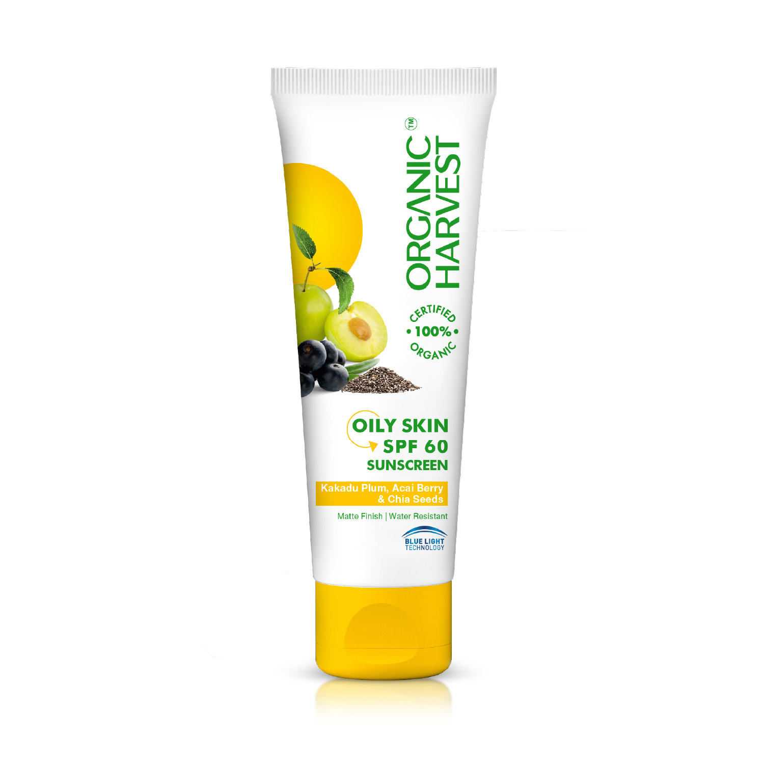 Organic Harvest Oily Skin SPF 60 Sunscreen For Men/Women With Kakadu Plum, Acai Berry & Chia Seeds