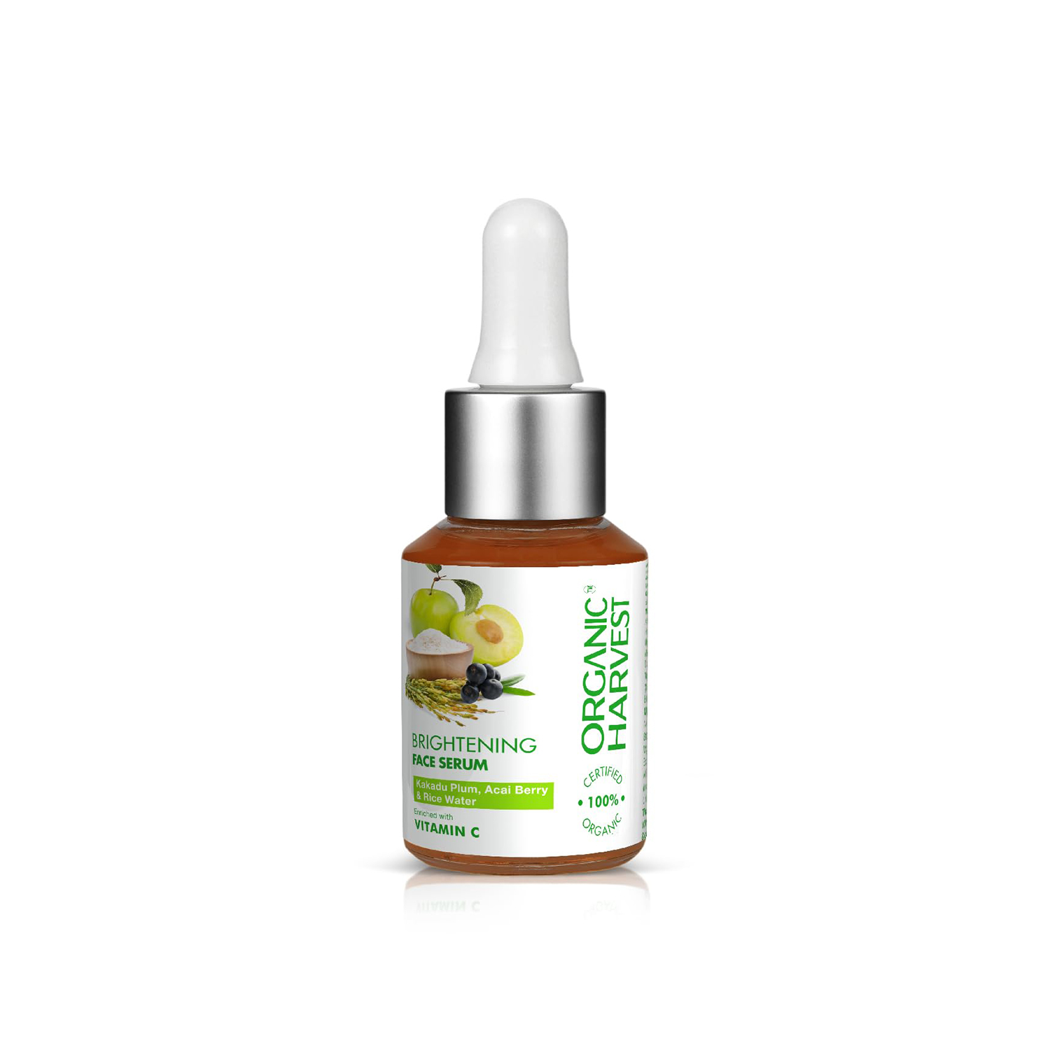 Organic Harvest Brightening Face Serum For Men & Women With Kakadu Plum, Acai Berry & Rice Water