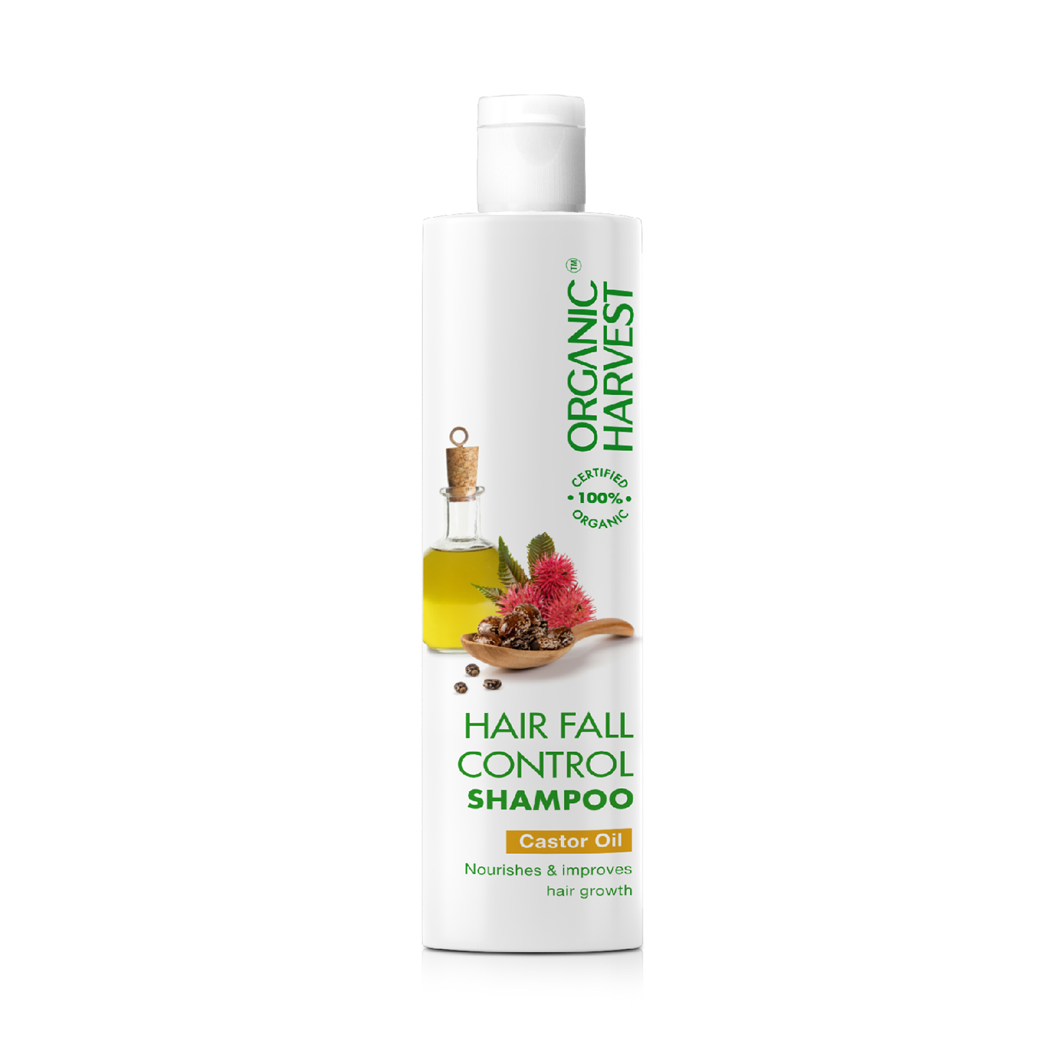 Organic Harvest Hairfall Control Shampoo: Castor Oil | Anti Hair Fall Shampoo for Dry Hair | For Men & Women | 100% American Certified Organic | Sulphate & Paraben-free - 225ml