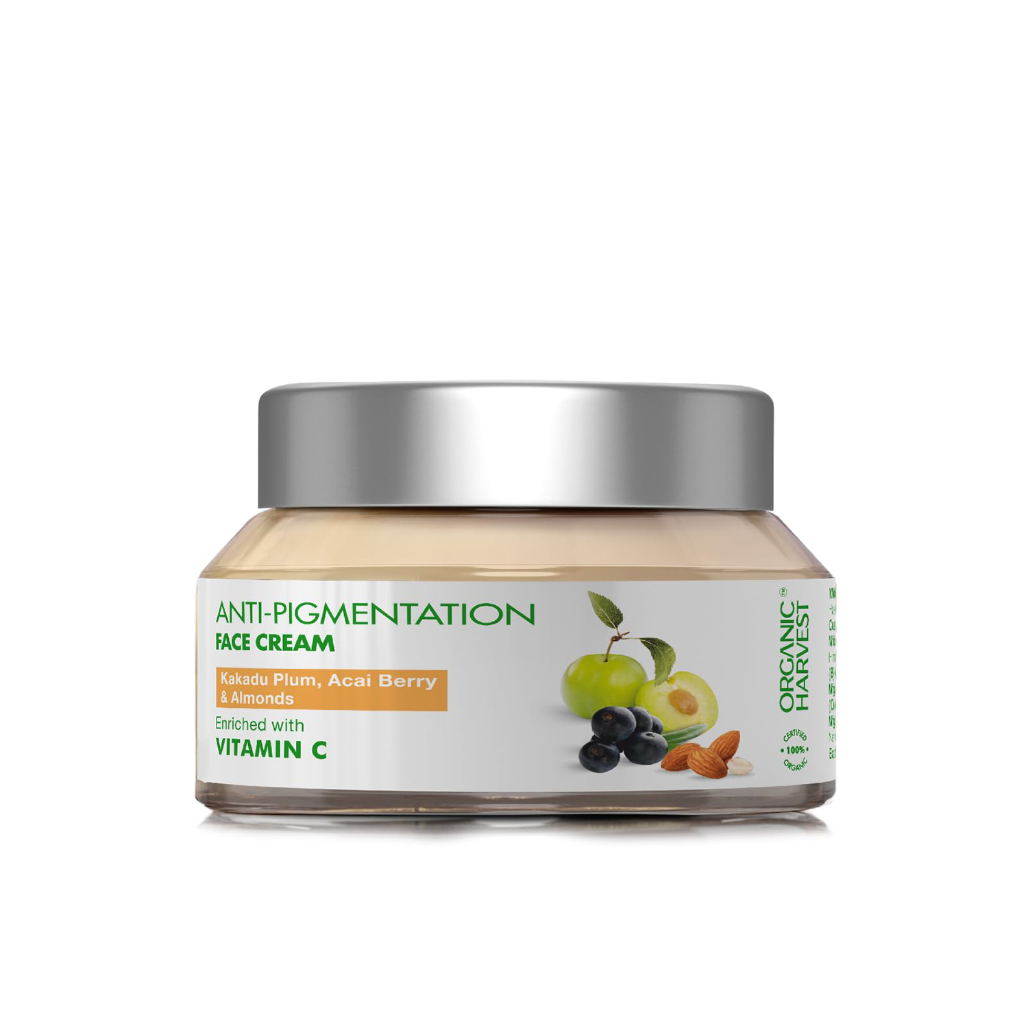 Organic Harvest Anti-Pigmentation Face Cream: Kakadu Plum, Acai Berry & Almonds | Pigmentation Removal Cream | 100% American Certified Organic | Sulphate & Paraben-free | 50g