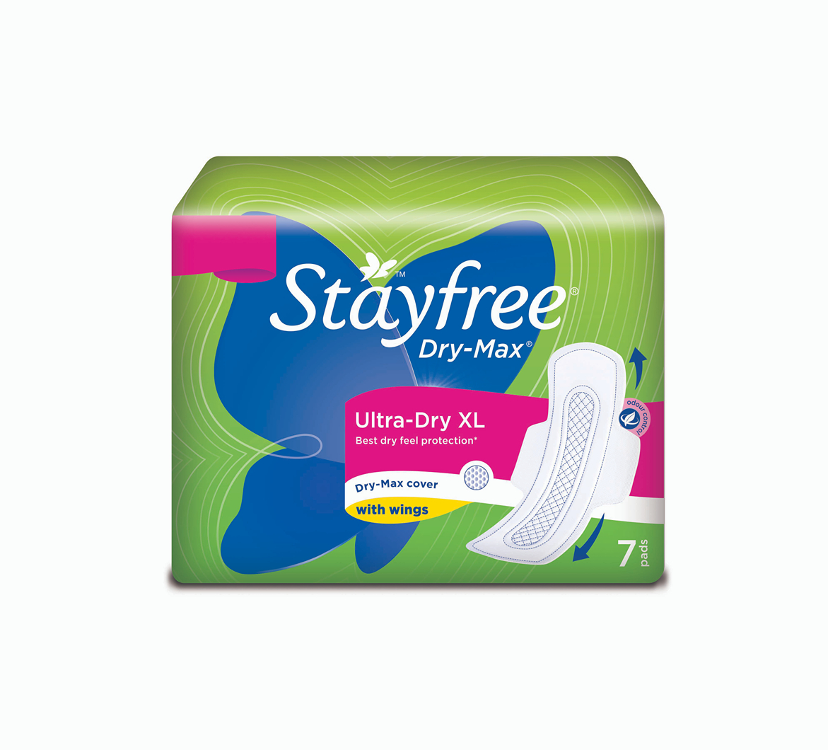Stayfree Dry-Max Ultra-Dry Napkins with Wings - 7 Pads (Extra Large)