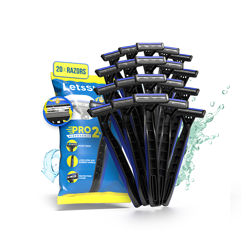 LetsShave Pro 2 Plus Disposable Shaving Razor for Men (Pack of 16 + 4 Free)