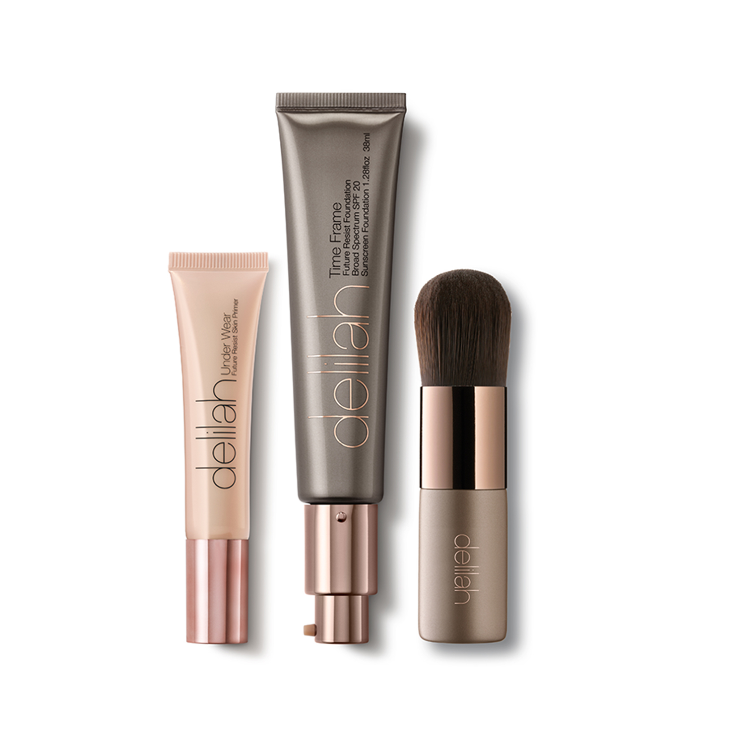 Delilah Light and Luminous Collection (Set of Foundation, Primer, and, Foundation Brush) - Maple
