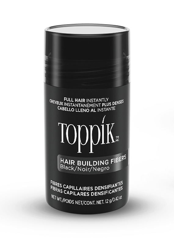 Toppik Hair Building Fibers, Keratin-Derived Fibres For Naturally Thicker Looking Hair, Cover Bald Spot, 12 gm - Black
