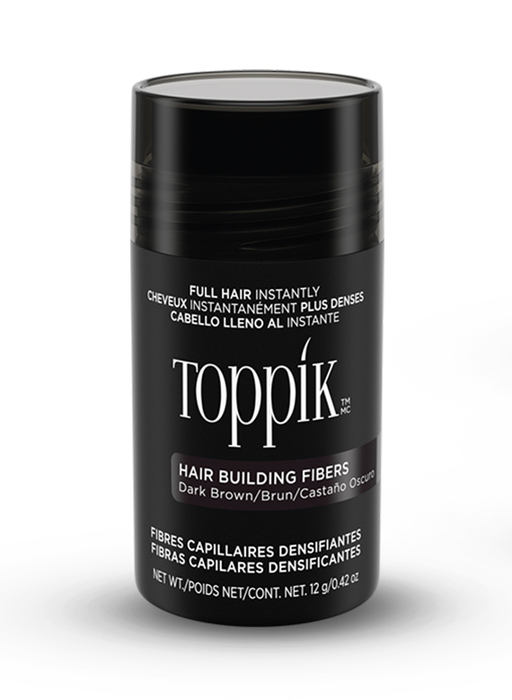 Toppik Hair Building Fibers, Keratin-Derived Fibres For Naturally Thicker Looking Hair, Cover Bald Spot, 12 gm - Dark Brown