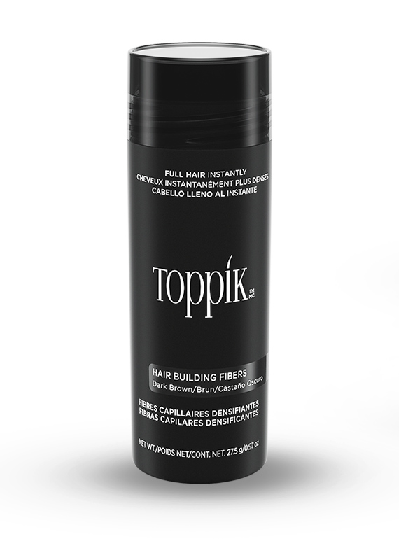 Toppik Hair Building Fibers, Keratin-Derived Fibres For Naturally Thicker Looking Hair, Cover Bald Spot, 27.5 gm - Dark Brown