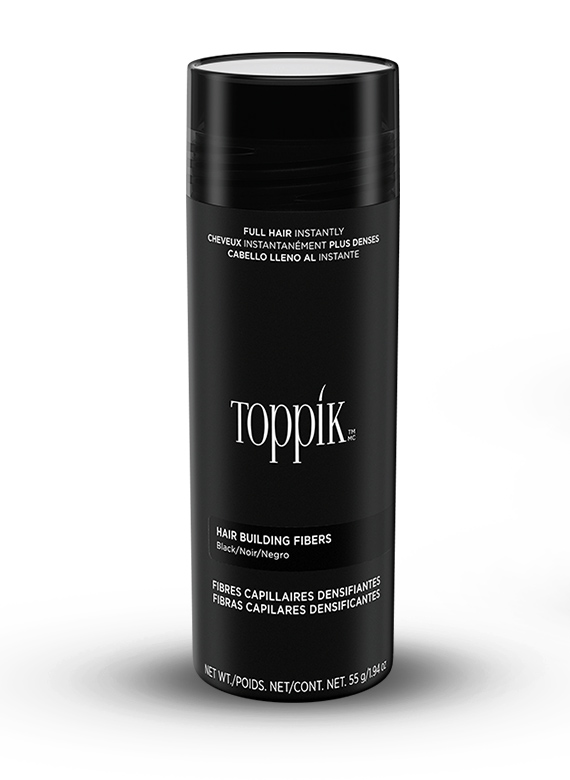 Toppik Hair Building Fibers, Keratin-Derived Fibres for Naturally Thicker Looking Hair, cover bald spot - Black, 55 gm