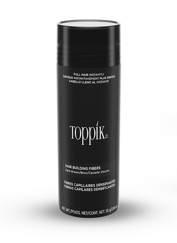 Toppik Hair Building Fibers Powder, Keratin-Derived Fibres for Naturally Thicker Looking Hair, Cover bald spot - Dark Brown, 55 gm