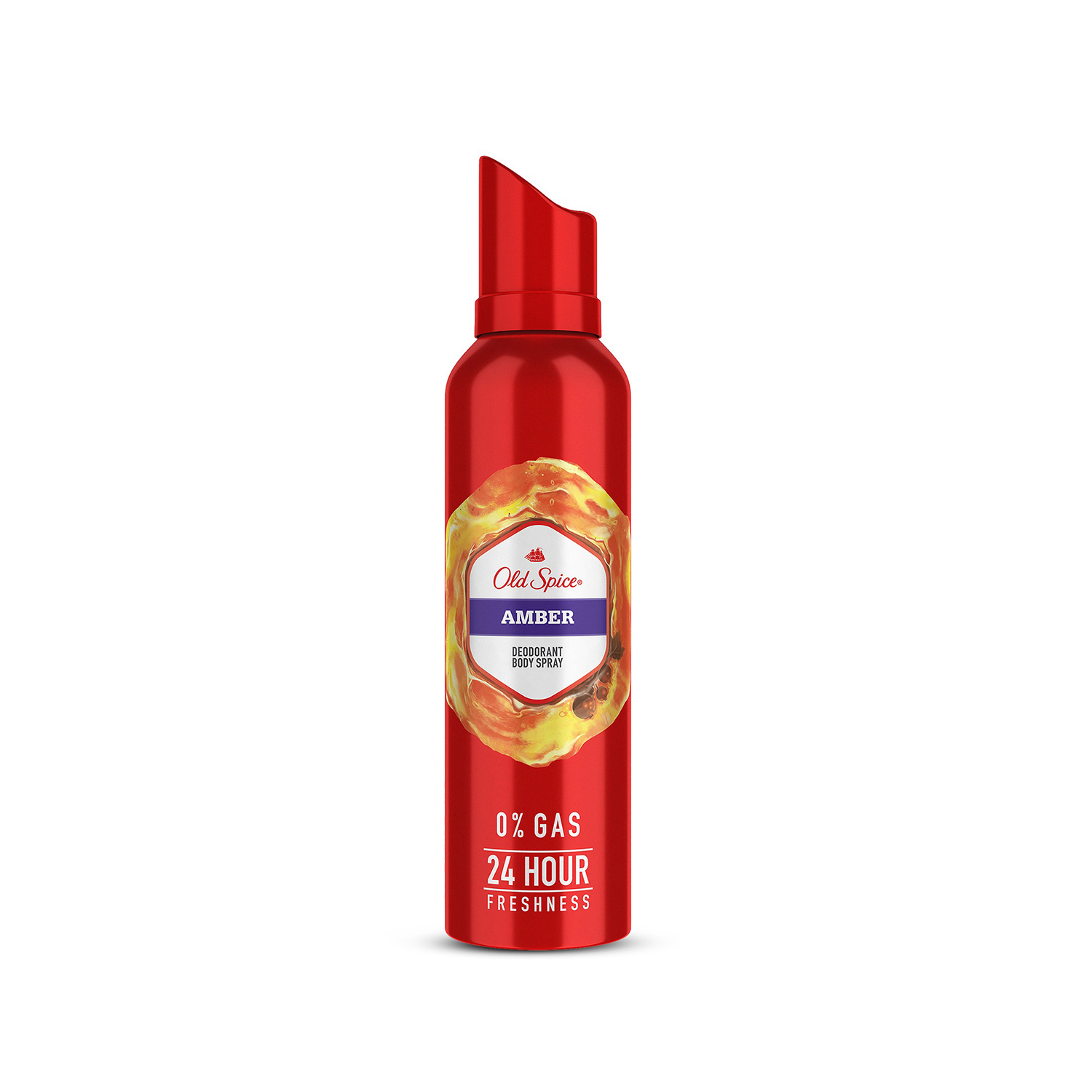 Old Spice Amber No Gas 24 hour Long Lasting Freshness Deodorant Perfume Body Spray For Men, 140ml