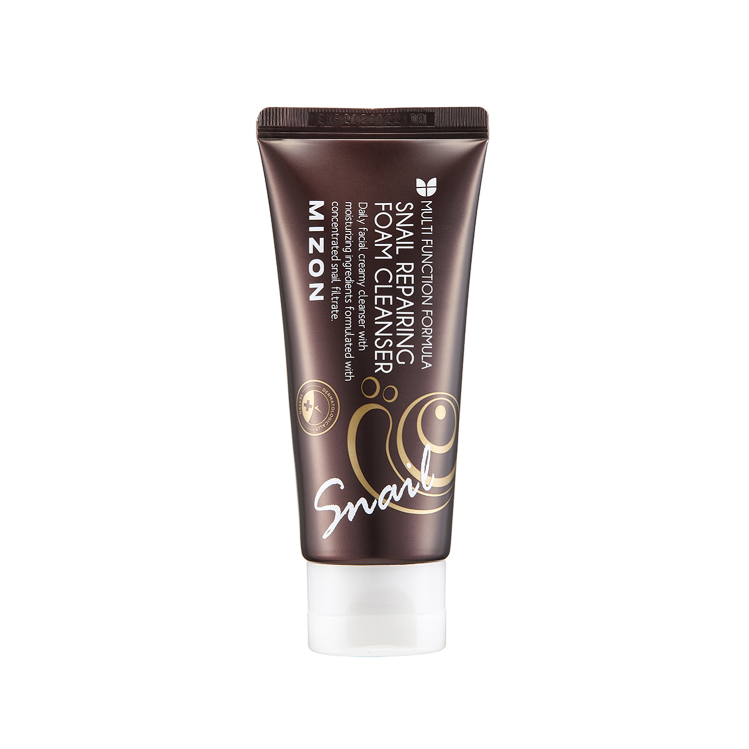 MIZON Snail Repairing Foam Cleanser, Mild and Soft Face Cleanser for Pores and Blackheads, Moisturizing Formula with Snail Filtrate and Soft Bubbles, Korean Makeup Remover 60ml