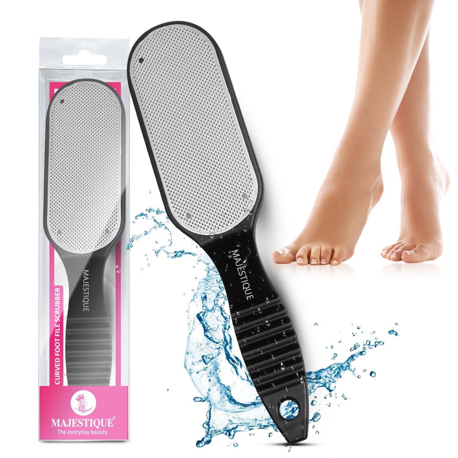 Majestique Curved Foot File Scrubber | Premium Pedicure Scraper for Dead Skin Removal | Foot Scrubber for Bathing | Callus Remover, Foot Filer for Smooth Feet - 1Pc/Multicolour