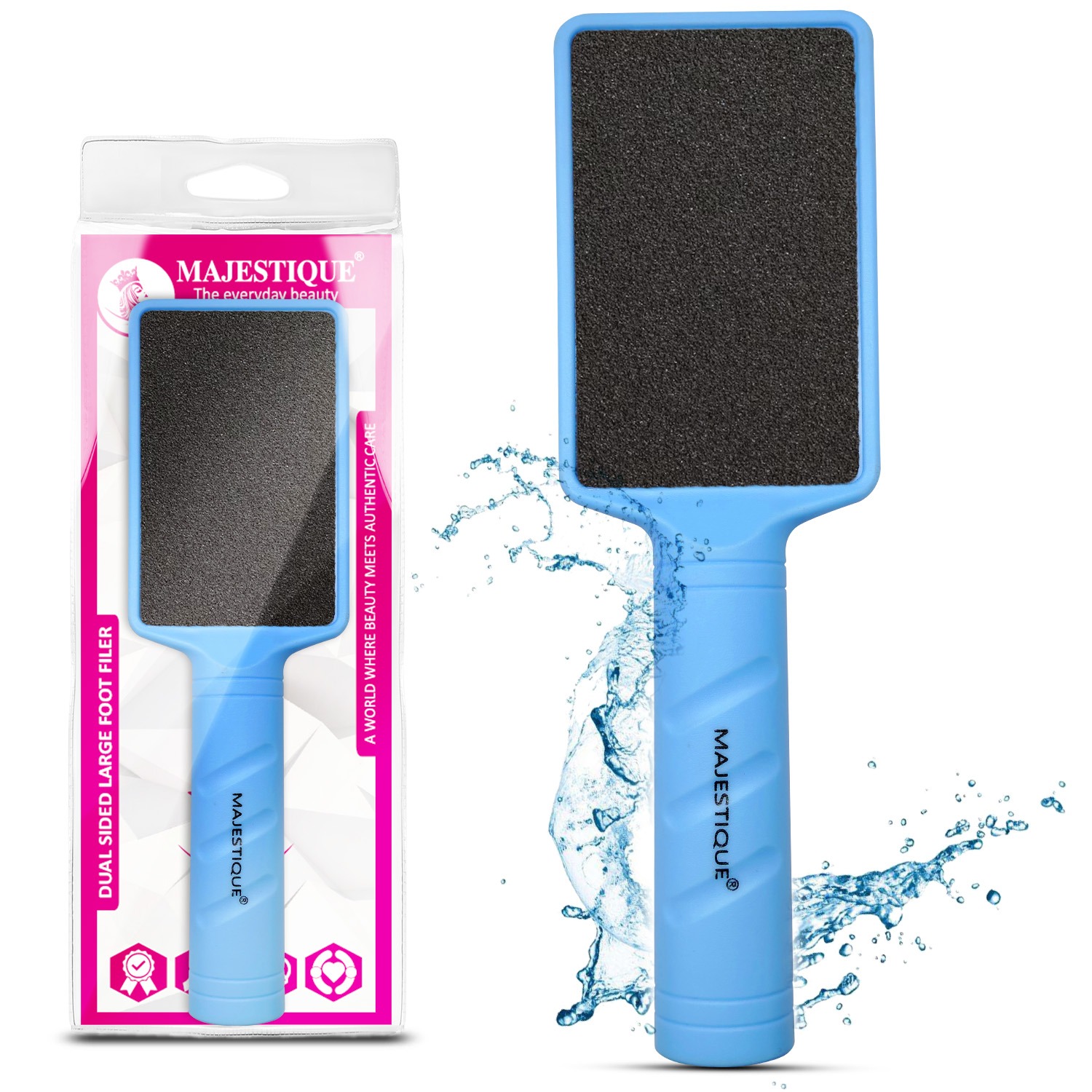 Majestique Dual Sided Large Foot Filer | Pedicure Scraper for Dead Skin Removal | Waterproof Foot Scrubber for Bathing, Foot File Scrubber for Soft Feet - 1Pc/Multicolour