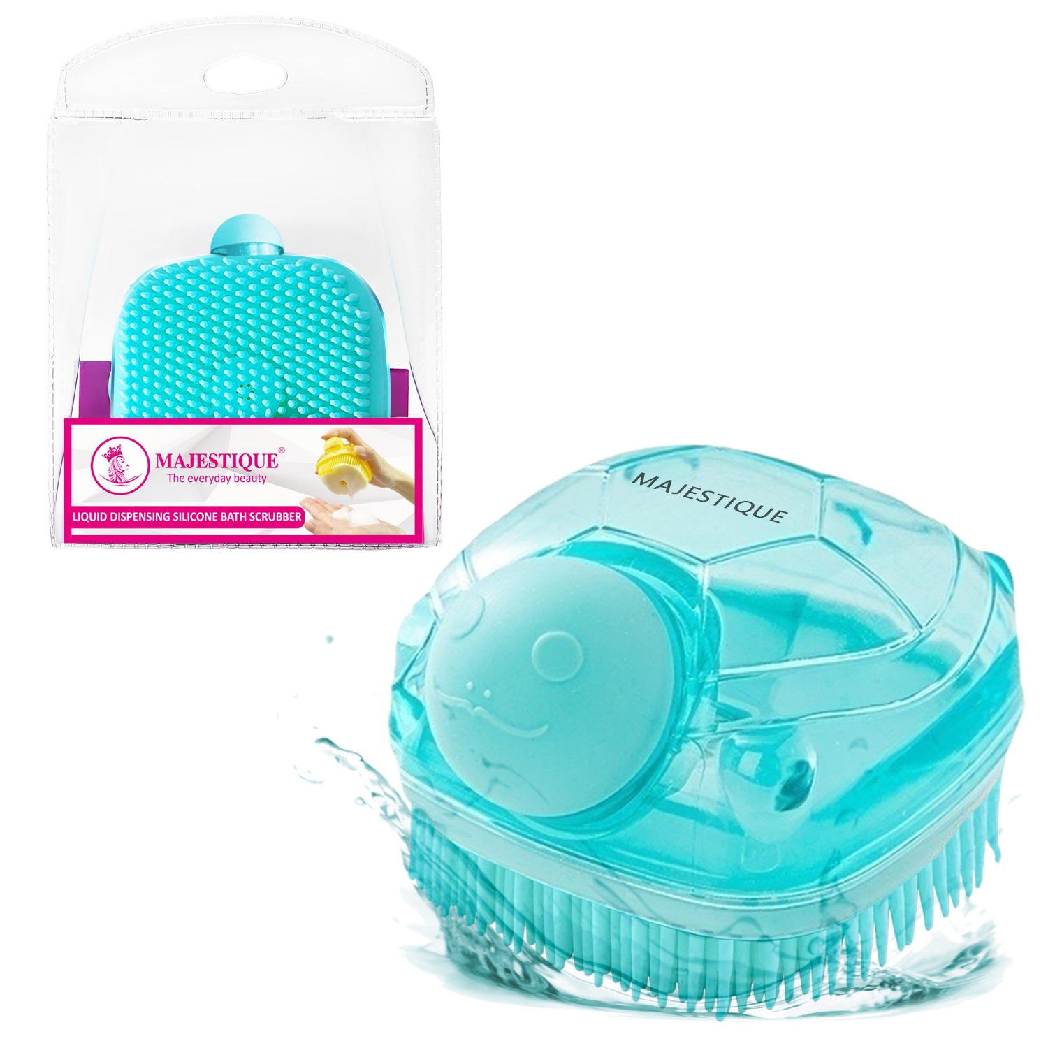 Majestique Liquid Dispensing Body Wash Sponge | Bathing Sponge for Women | Bath Loofah, Soap Scrubber | Bath Scrubber for Body Cleaning & Massage - 1Pc/Multicolour
