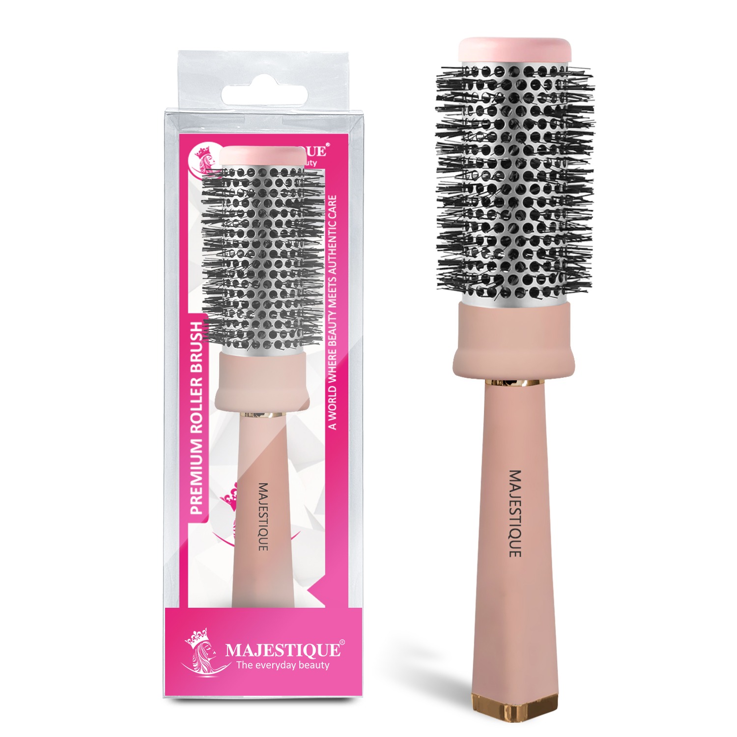 Majestique Premium Roller Brush, 2-inch Round Curling Brush for Hair Styling, Blow Dry Hair Brush for Volume & Shine, Professional Round Hair Brush for Women - 1Pc/Pink