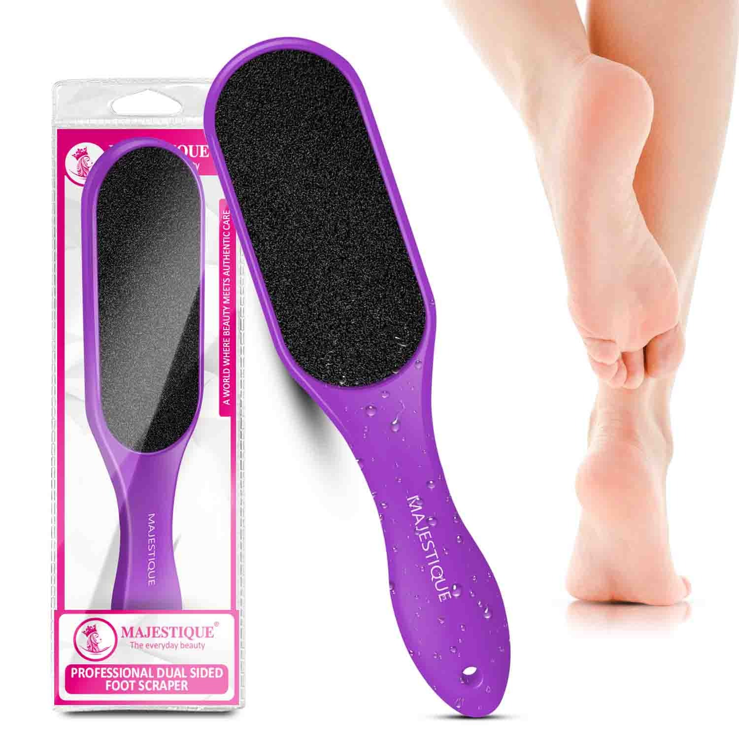 Majestique Professional Dual-Sided Foot Scraper for Pedicure, Foot Scrubber for Bathing & Dead Skin Removal, Foot File Scrubber, Pedicure Scrubber for Feet - 1Pc (Multicolour)