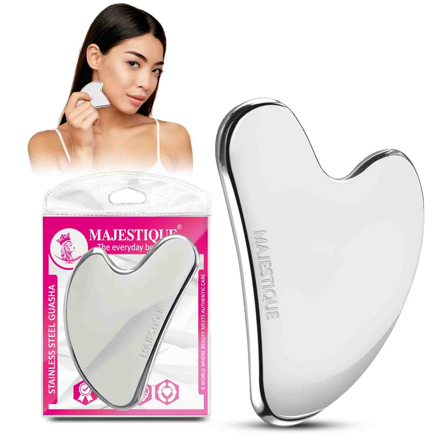 Majestique Stainless Steel Guasha, Face Massager Tool for Skincare, Face Shaper, Guasha Tool for Face Massage & Puffiness Relief - 1Pc