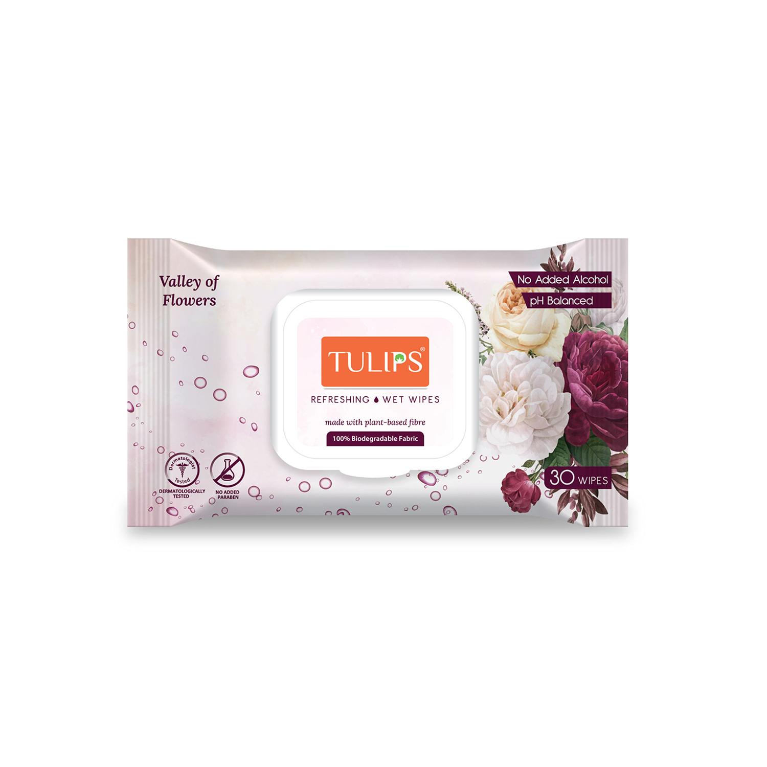 Tulips Refreshing Wet Wipes X 30 Lid Pack _Valley of Flowers