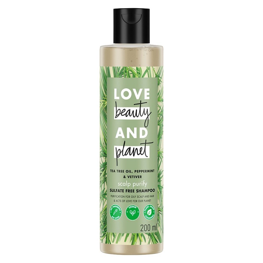 Love Beauty & Planet Tea Tree, Peppermint & Vetiver Sulfate Free Purifying Shampoo, 200 ml