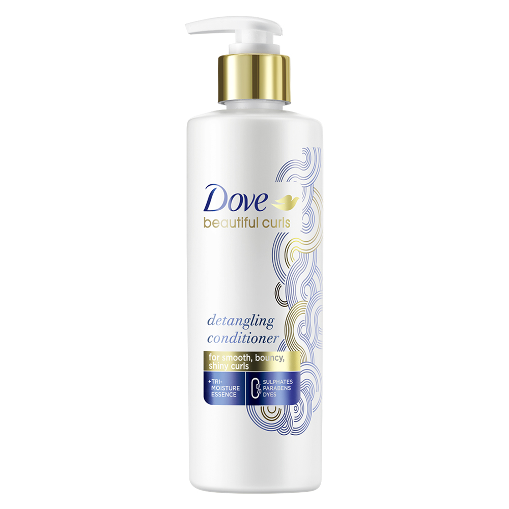 Dove Beautiful Curls Detangling Conditioner, Sulphate Free, No Parabens & Dyes, Made for Curly Hair, With Tri-Moisture Essence for smooth, shiny, bouncy curls, 380 ml