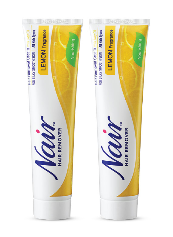 Nair Tube Hair Remover Cream Lemon Fragrance for Silky and Smooth Skin for all Hair Types, 110 gm (Pack of 2)