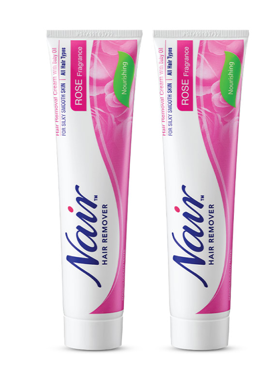 Nair Tube Hair Remover Cream Rose Fragrance for Silky and Smooth Skin For All Hair Types, 110 gm (Pack of 2)