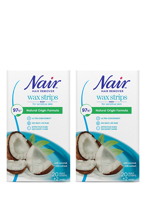 Nair Hair Remover Coconut Full Body Wax Strips, Pack of 2 (20 Strips each)