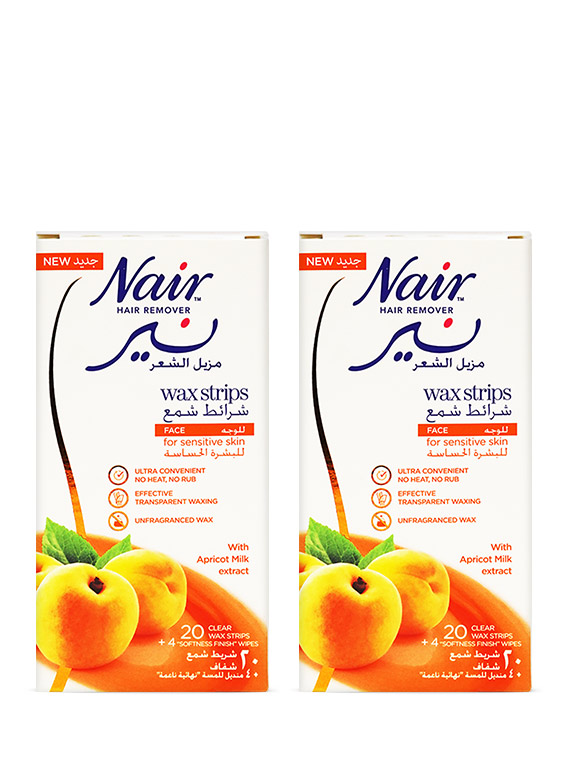 Nair Hair Remover Apricot Face Wax Strips,Pack of 2 (20 Strips each)
