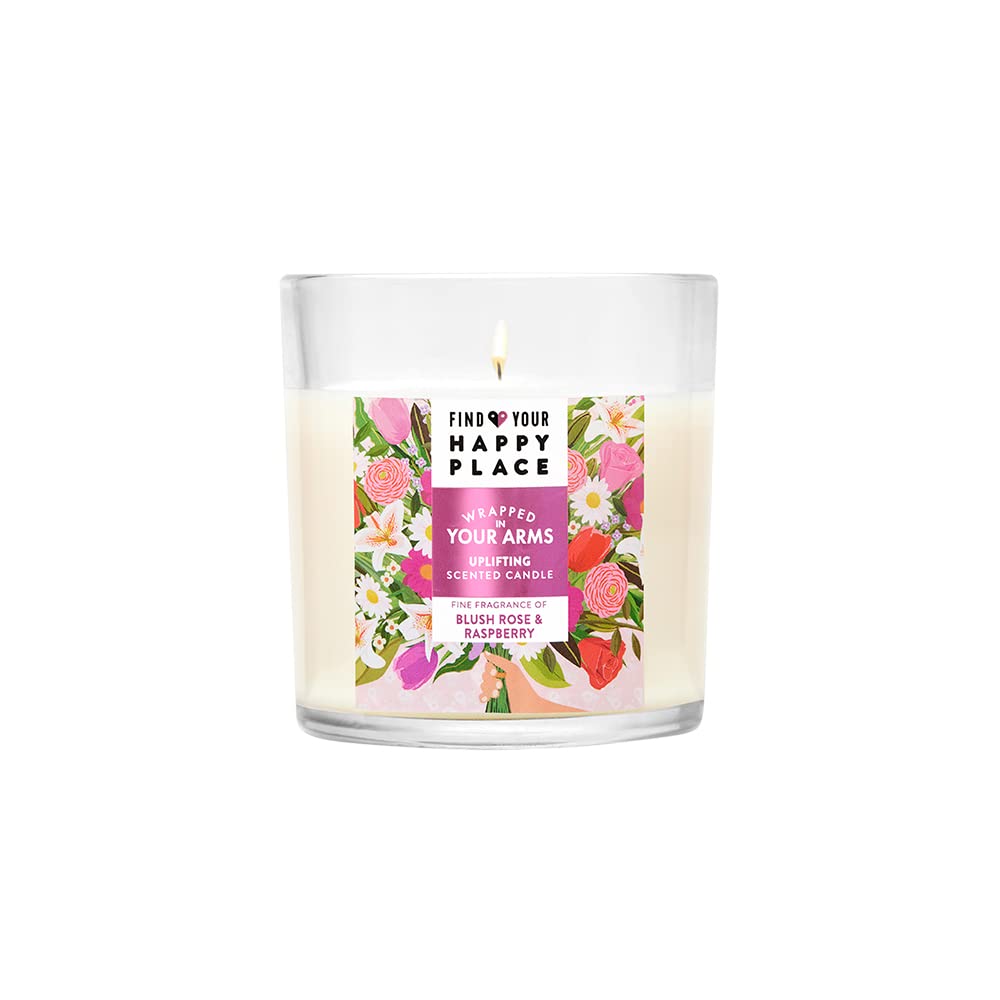 Find Your Happy Place Wrapped In Your Arms Scented Candle Blush Rose & Raspberry 200g