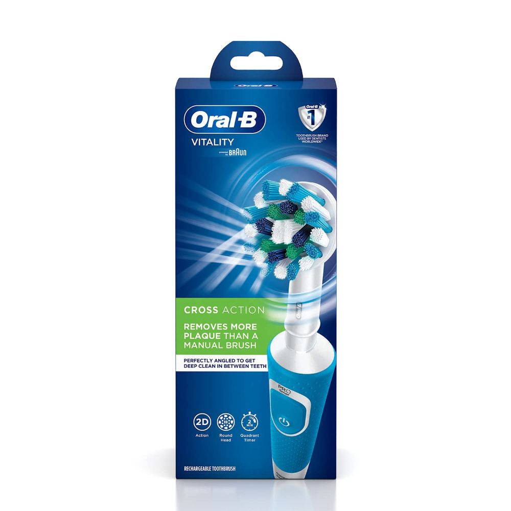 Oral B Vitality 100 Blue Criss Cross Electric Rechargeable Toothbrush Powered by Braun