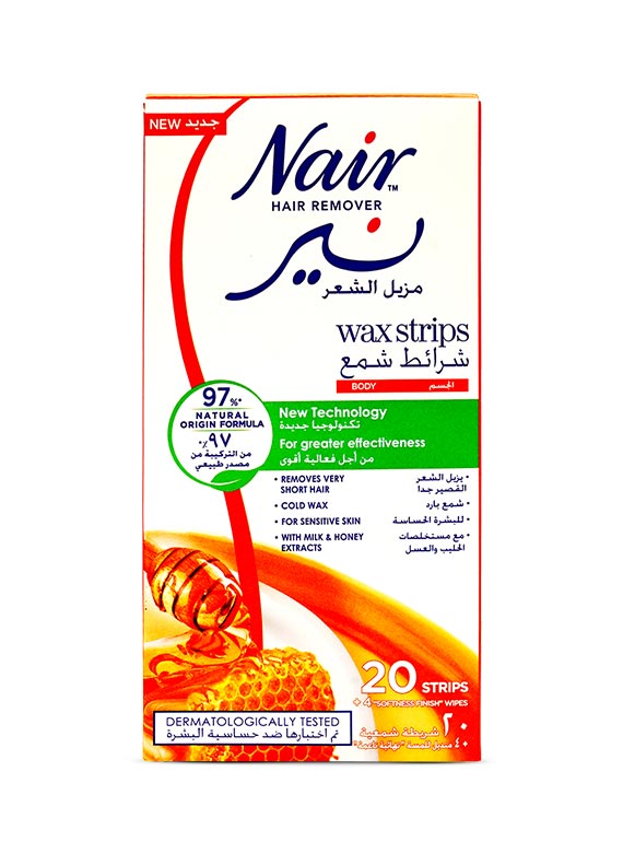 Nair body Hair Removal Cold Wax Strips With Milk And Honey Extract - 20 Strips & 4 Finishing Wipes3