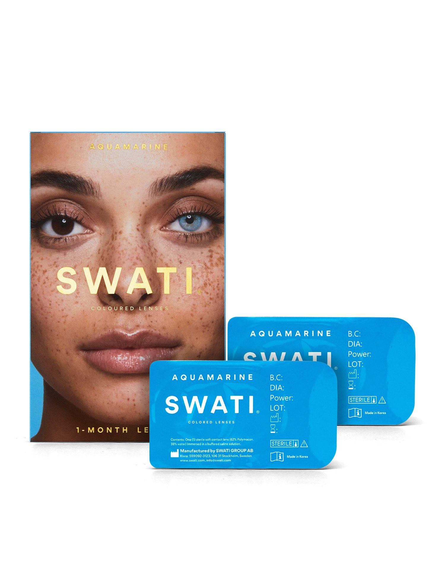 SWATI Cosmetics Coloured Lenses Aquamarine 1 Month Contact Lenses (-2.75)