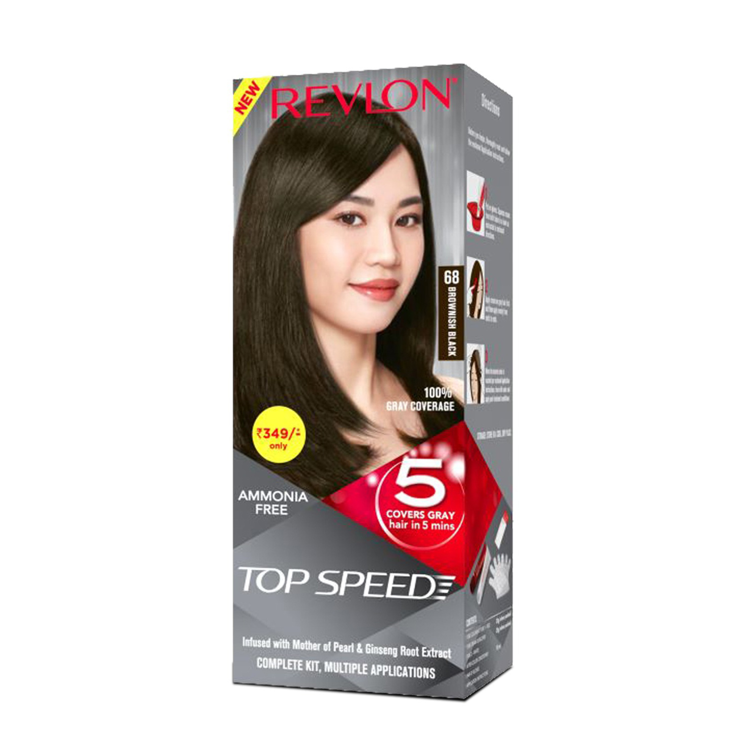 Top Speed Hair Color - Women (Small Pack)-Brownish Black 68