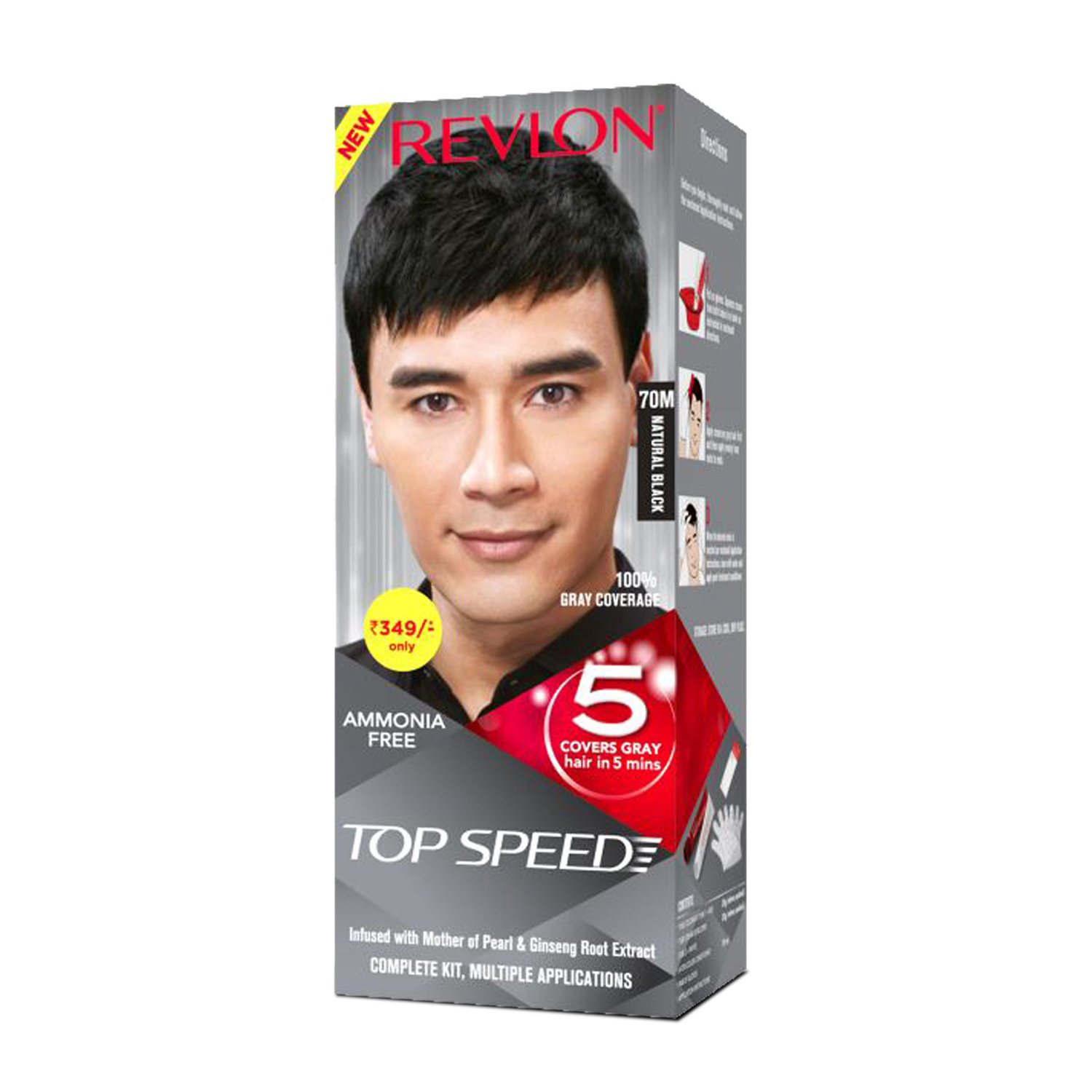 Top Speed Hair Color - Men (Small Pack)-Natural Black 70M