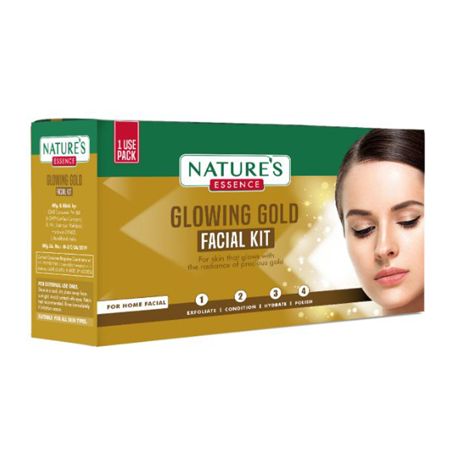 Nature's Essence Glowing Gold Facial Kit, Single Use Pack
