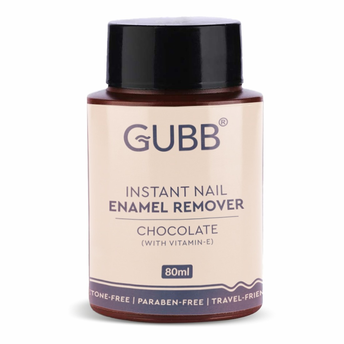 GUBB Nail Paint Remover Dip & Twist | Acetone Free | Removes nail-enamel instantly | contain vitamin E| Skin-friendly |Intensely moisturizes | Best For Natural Fingernail | Chocolate Aroma - 80ml