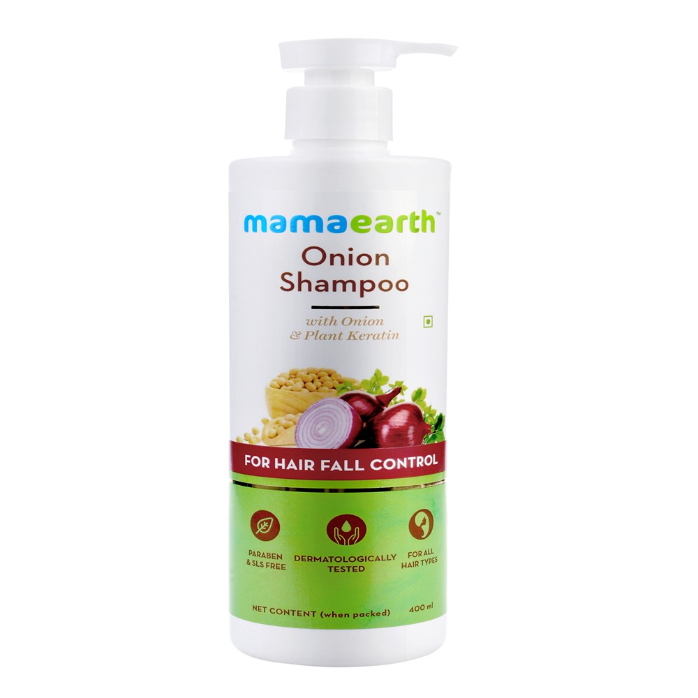 Mamaearth Onion Shampoo for Hair Growth & Hair Fall Control with Onion Oil & Plant Keratin 400ml