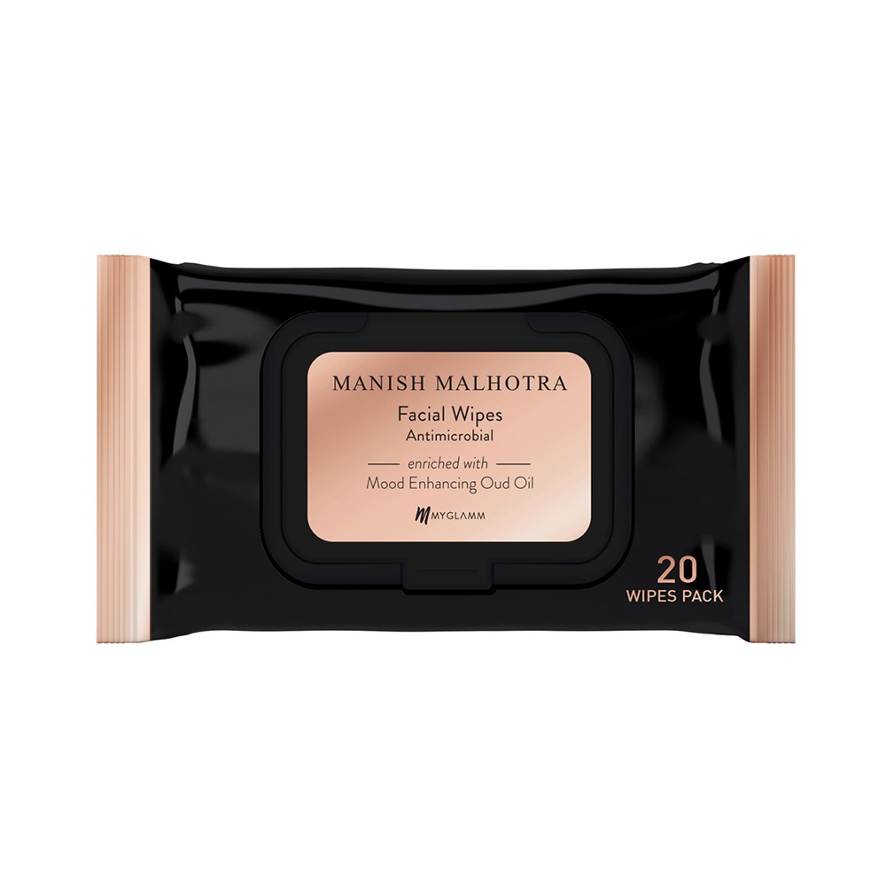 Manish Malhotra Beauty By MyGlamm Antimicrobial Facial Wipes-20 N x 6gm